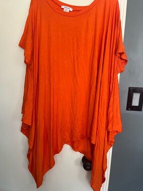 Bright Orange Draped Tunic Top
